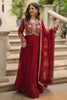 Alluring Red Zari Embroidered Georgette Anarkali Gown With Dupatta