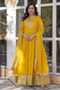 Beautiful Yellow Sequins Georgette Haldi Wear Anarkali Gown