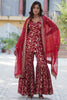 Wonderful Maroon Weaving Jacquard Wedding Wear Sharara Suit