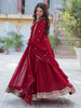 Glamorous Maroon Embroidered Georgette Festival Wear Gown
