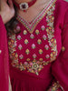 Tantalizing Pink Embroidered Georgette Traditional Gown With Dupatta