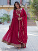 Tantalizing Pink Embroidered Georgette Traditional Gown With Dupatta