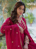 Tantalizing Pink Embroidered Georgette Traditional Gown With Dupatta