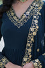 Pretty Rama Blue Zari Embroidered Georgette Reception Wear Gown
