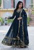 Pretty Rama Blue Zari Embroidered Georgette Reception Wear Gown