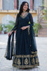Pretty Rama Blue Zari Embroidered Georgette Reception Wear Gown