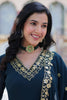 Pretty Rama Blue Zari Embroidered Georgette Reception Wear Gown