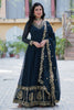Pretty Rama Blue Zari Embroidered Georgette Reception Wear Gown