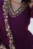 Stunning Wine Zari Embroidered Georgette Wedding Gown With Dupatta