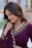 Stunning Wine Zari Embroidered Georgette Wedding Gown With Dupatta