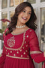 Glamorous Pink Embroidered Georgette Wedding Gown With Dupatta