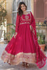 Glamorous Pink Embroidered Georgette Wedding Gown With Dupatta