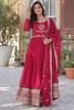 Glamorous Pink Embroidered Georgette Wedding Gown With Dupatta