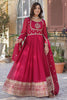 Glamorous Pink Embroidered Georgette Wedding Gown With Dupatta