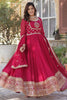 Glamorous Pink Embroidered Georgette Wedding Gown With Dupatta