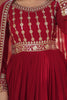 Alluring Maroon Zari Embroidered Georgette Wedding Gown