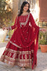 Alluring Maroon Zari Embroidered Georgette Wedding Gown