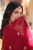 Alluring Maroon Zari Embroidered Georgette Wedding Gown
