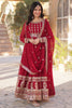 Alluring Maroon Zari Embroidered Georgette Wedding Gown