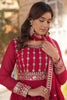 Winsome Pink Zari Embroidered Georgette Gown With Dupatta