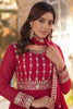 Winsome Pink Zari Embroidered Georgette Gown With Dupatta