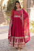 Winsome Pink Zari Embroidered Georgette Gown With Dupatta