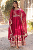 Winsome Pink Zari Embroidered Georgette Gown With Dupatta