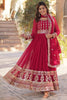 Winsome Pink Zari Embroidered Georgette Gown With Dupatta