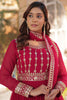 Winsome Pink Zari Embroidered Georgette Gown With Dupatta