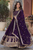 Lovely Purple Zari Embroidered Georgette Engagement Wear Gown