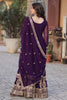 Lovely Purple Zari Embroidered Georgette Engagement Wear Gown
