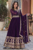 Lovely Purple Zari Embroidered Georgette Engagement Wear Gown