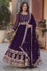 Lovely Purple Zari Embroidered Georgette Engagement Wear Gown