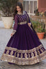 Lovely Purple Zari Embroidered Georgette Engagement Wear Gown