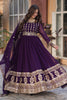 Lovely Purple Zari Embroidered Georgette Engagement Wear Gown