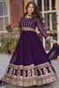 Lovely Purple Zari Embroidered Georgette Engagement Wear Gown