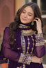 Lovely Purple Zari Embroidered Georgette Engagement Wear Gown