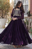 Winsome Wine Pearl Work Georgette Wedding Gown With Dupatta