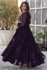Winsome Wine Pearl Work Georgette Wedding Gown With Dupatta