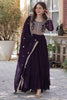 Winsome Wine Pearl Work Georgette Wedding Gown With Dupatta