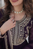 Winsome Wine Pearl Work Georgette Wedding Gown With Dupatta