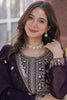 Winsome Wine Pearl Work Georgette Wedding Gown With Dupatta