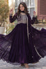 Winsome Wine Pearl Work Georgette Wedding Gown With Dupatta