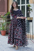 Endearing Black Pichwai Printed Cotton Traditional Anarkali Suit