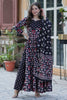 Endearing Black Pichwai Printed Cotton Traditional Anarkali Suit