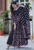 Endearing Black Pichwai Printed Cotton Traditional Anarkali Suit
