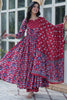 Lovable Maroon Pichwai Printed Cotton Casual Wear Anarkali Suit