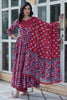 Lovable Maroon Pichwai Printed Cotton Casual Wear Anarkali Suit