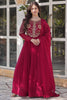 Incredible Pink Embroidered Georgette Wedding Wear Gown