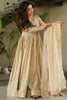 Charming Off-White Thread Embroidered Chinon Festival Wear Gown
